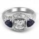 14K White Gold Alexandra Three Stone Engagement Ring