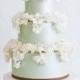 Mint Green Wedding Cake With Ivory Ruffles