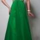Robe de soirée femme longue vert de mousseline de soie satin LFNAL0470