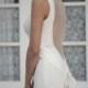 Lange Hochzeits-Kleid mit Zug, Elfenbein lange Hochzeits-Kleid mit offenem Rücken, Crepe Brautkleid L14