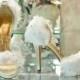 Handmade White Feather Hochzeit im Sommer Sandalen Schuhe Romantische High Heels