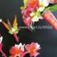 Mariage de plage - Fuchsia Et Citrus Real Touch Plumeria bouquet de mariée