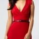 Trendy Red Sheath Short V-neck Dress