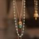Long Multi Layer Necklace, Wire Wrapped Apatite W Pantone Emerald Green Onyx, Yoga Lotus Flower, Quatrefoils, Aqua Emerald Delicate Layering