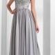 A-line V-neck Floor-length Chiffon And Tulle Evening Dress