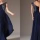 Custom Made New Bleu Foncé une épaule robe formelle robe de bal (00142905)