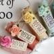 Set Of 100 Mint Wedding Favors With Personalized "Mint To Be" Tag - Choose The Wrap And Flower Color