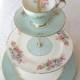 Alice Counts Stars, Vintage China Aqua Blue Cupcake Stand Or 3 Tier Cake Plate For High Tea, Birthday Or Garden Party