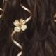 Zurück Auf Lager - Hochzeit Kopfschmuck - Haarschmuck - Gold Crown Blumenreif - Cascading Blumen-Reben - Vintage Blumen