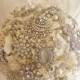 Kaution Bei großen Hochzeits Brosche Bouquet - Perlen und Strass - Silber - Made To Order