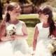 Hochzeits-Elfenbein-Spitze-Blumen-Mädchen-Kleid