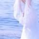 Custom Made Romantic Sexy Deep V-neck Lace Cape Sleeves Wedding Dress / Bridal Gown