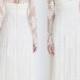 2014 Sheer Brautkleider V-Ausschnitt Langarm Plissee Applizierte Lace A-Line bodenlangen Tüll Brautkleider