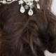 Nuptiale casque de cheveux Feuille de vigne Retour cheveux Peigne de mariage de Swarovski Crystal aileron Barrette Veil peigne R