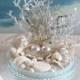 Seashell Beach Wedding Cake Topper-Pearl-Coral-Wedding Cake Topper