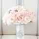 Pale Pink Bridal Bouquet With Rhinestone Brooch