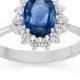 Kate Look A Like Wedding Ring - Blauer Saphir und Diamanten Ring aus 9K Weißgold