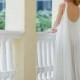 Couture Backless Chiffon Gathered Wedding Dress , Floor Length Wedding Dress, Bohemian Wedding Dress , White / Ivory Wedding Dress
