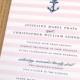 Josseline Nautical Wedding Invitation Sample - Pink Ombre Stripes, Navy Anchor