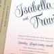 Nouveau script Isabella Coral Ombre Invitation de mariage d'échantillon
