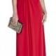 BCBG Red Hali V Neck Pleated Evening Gown