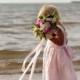Beach Weddings Pink Linen Flower Girl Dress - Handmade Summer Girl Dress