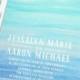 NEW Jessalyn المائية شاطئ دعوة زفاف عينة - الوجهة أكوا والأزرق المائية شاطئ دعوة زفاف
