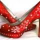 Chaussures de mariage de flocons de neige de mariage d'hiver Rouge à lèvres rouge Bling de Noël