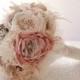 Fabric Bouquet, Brooch Bouquet, Fabric Flower Wedding Bouquet, With Rhinestone And Pearl Brooches, Silk Blush Flowers