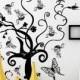 Noir Flower Tree rotin papillon bricolage vinyle autocollant Stickers muraux Art Home Decor Décoration Murale PVC amovible Room 