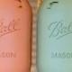 Painted Mason Jars- Peach And Mint Green Painted Mason Jars, Wedding Decor, Bridal Shower Decor