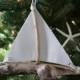 Treibholz Segelboot-Ornament Made From Retired Sails