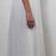 Ivory French Lace Silk Chiffon Beaded Wedding Dress Capped Sleeve Floaty Skirt