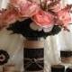 burlap and black lace covered vase and tea candles