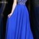 Royal Chiffon Sequin Beading Top Flowy Classy Evening Gown