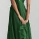 Robe de soirée luxueuse longue vert foncé de mousseline de soie LFNAE0047