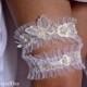 Vintage-weiß und Gold Hochzeit Strumpfband Weiß Brautstrumpf mit Tüll und Perlen - Handmade