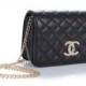 CHANEL Quilted Black Womens Shoulder bag with Golden Chain