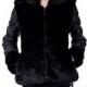 Faux black sheepskin with beaver fur collar and lining short suede coat