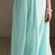 Tiffany-Blau Brautjungfernkleid Langes Kleid mit Straps Chiffon A-Linie