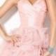 Robe de soirée en ligne courte rose de organza LFNAE0141