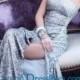 Silver Rhinestone One Shoulder Slit Sherri Hill 21128 Sequined Dress