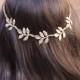 Gold Leaf Headband, Greek Metal Leaf Hair Accessory & Chain Hair Piece, Grecian Headpiece, Hair Jewelry, Hair Chain, Prom Hair Accessories