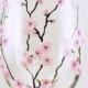 Painted Stemware - Set Of 2 White Wine Glasses - Spring Blossoms, Light Pink