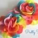 Multi Color Flowers -- Rainbow Flowers -- 2 Pc