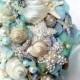 Sea Shell Wedding Bouquet, Tiffany Blue Bridal Bouquet, Beach Bridal Bouquet, Brooch Bouquet