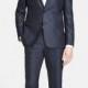 Versace Collection Navy Sharkskin Wool Suit