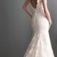 Long lace wedding dress for v-shaped
