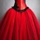 Red and Black Romantic Gothic Corset Prom Gown