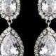 NWT Glamorous Silver Plated CZ Cubic Zirconia Clip On Drop Wedding Earrings